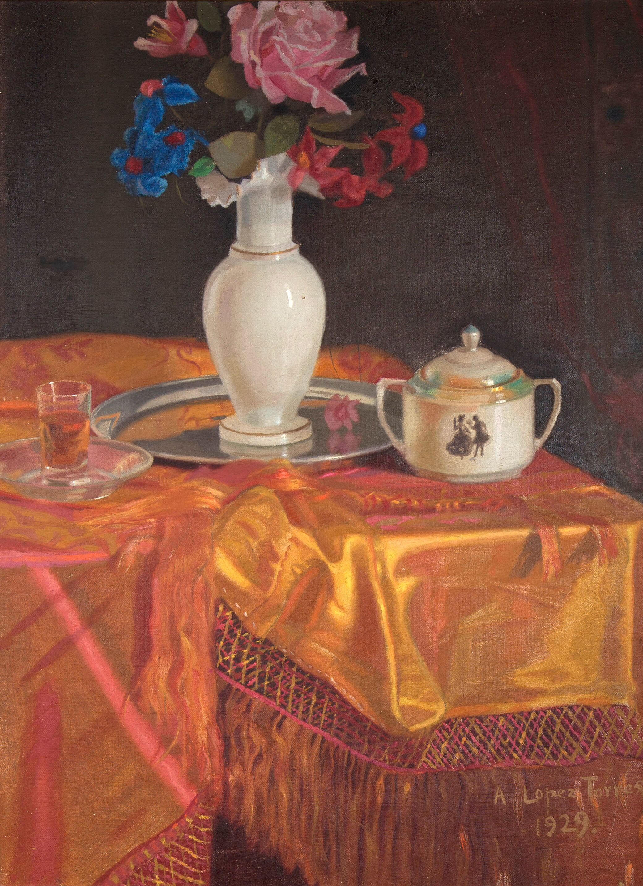 Still life on red cloth