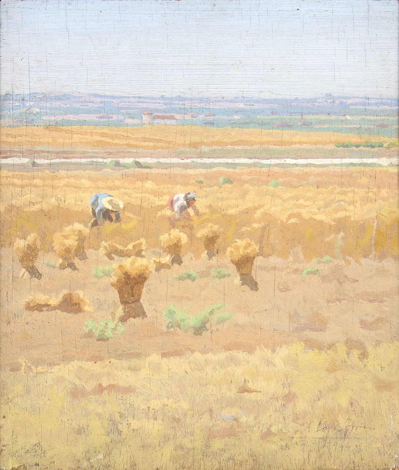 Summer landscape with two reapers