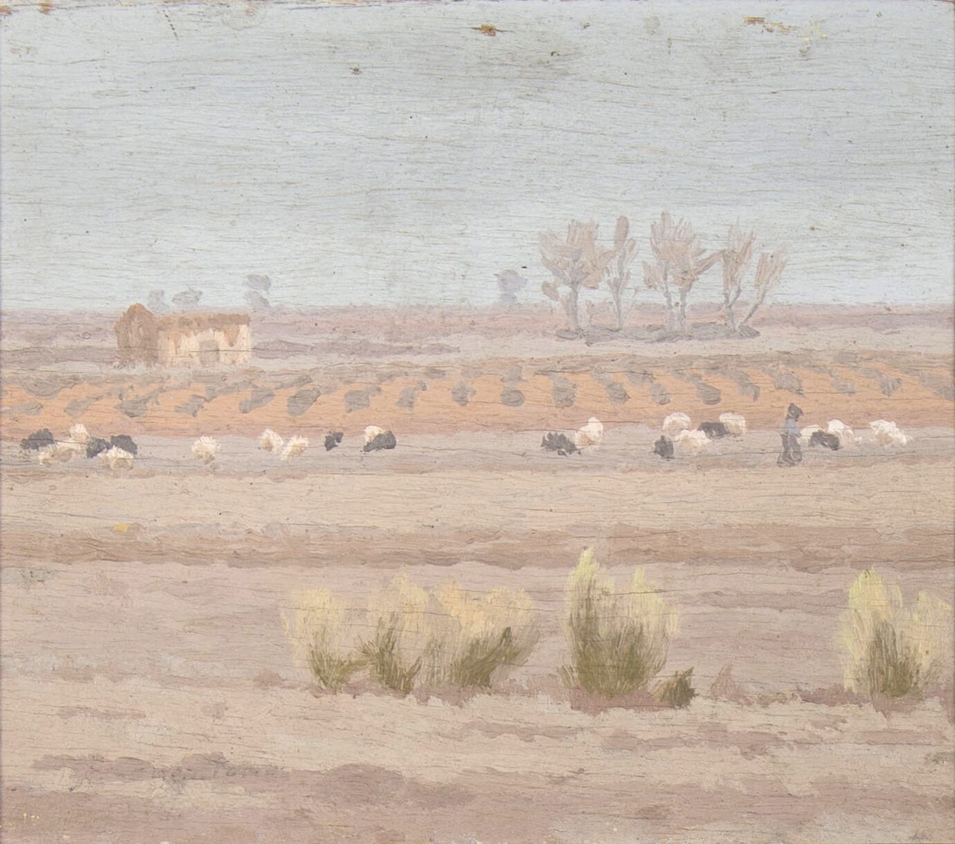 Winter landscape with a cattle