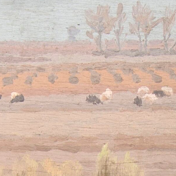 Winter landscape with a cattle - Detail