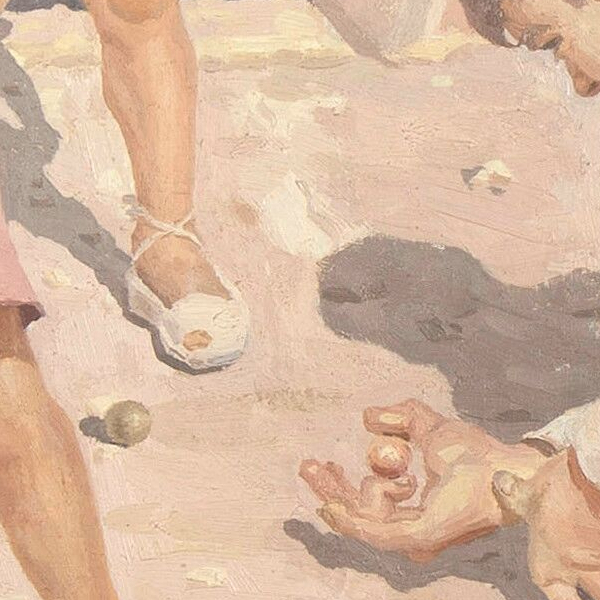 Boys playing with marbles - Detail