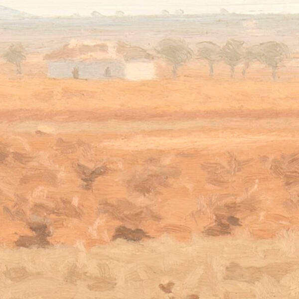 Autumn landscape with house, vineyard and stubble - Detail